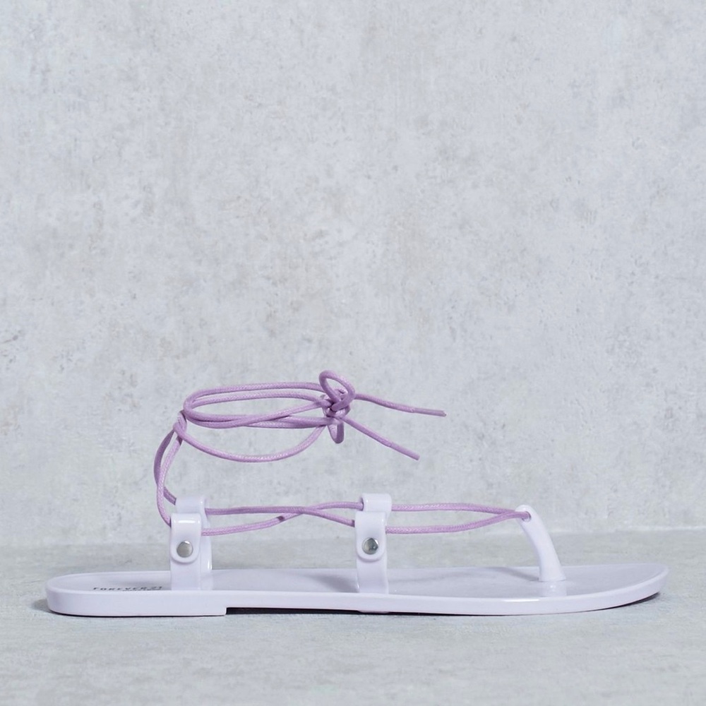 NWT Forever 21 Lavender Jelly Lace Up Sand…